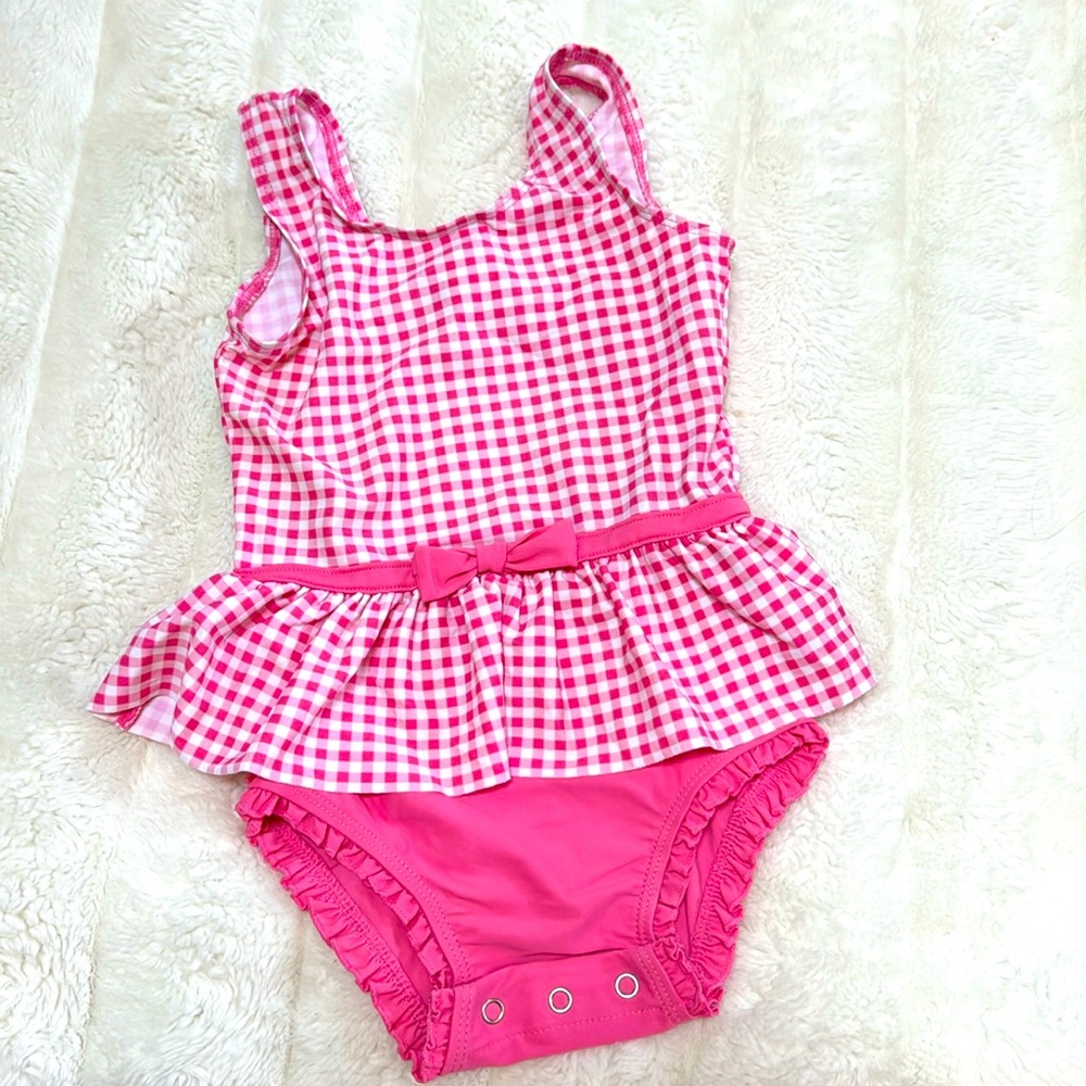 RuffleButts - Ruffle Pink Gingham One Piece - 2T - VGUC